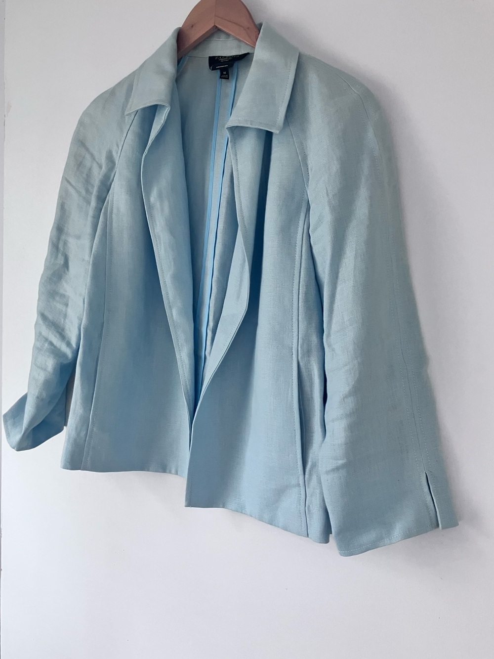 Talbots Linen Spring Summer Open Front Jacket Medium Petite